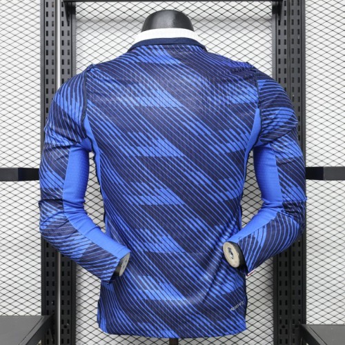 Player Version 2026 France Home Blue  Polo Collar Long Sleeve Jersey