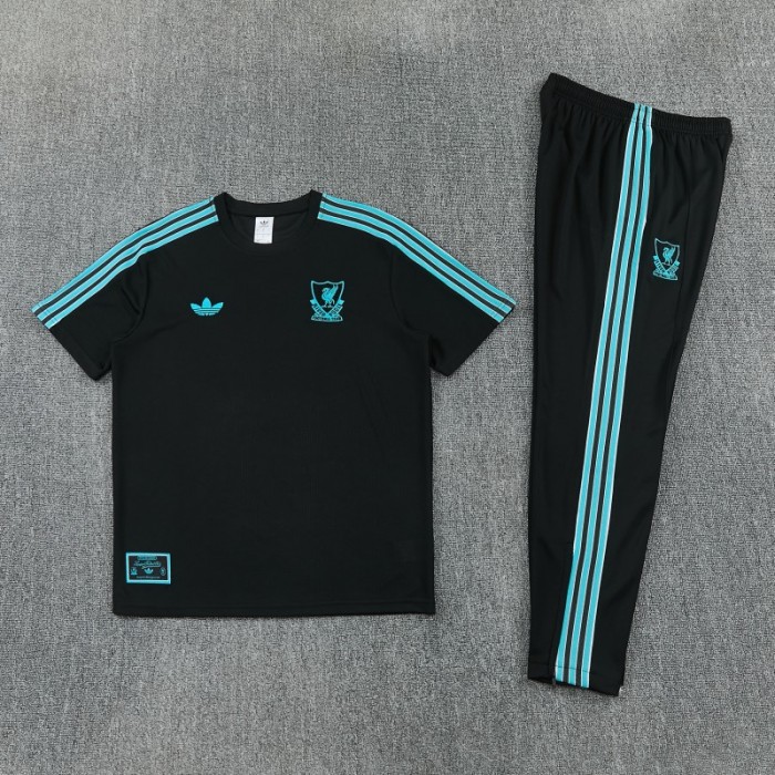 2026 Liverpool Black Short Sleeve Tracksuit + Long Pants