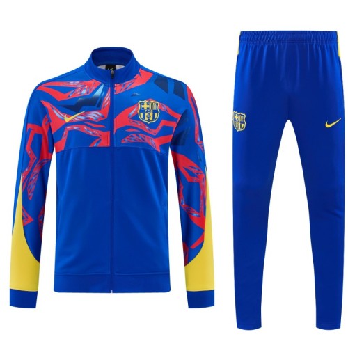 26/27 FC Barcelona Blue with Red  Full Zipper Jacket Tracksuit + Long Pants