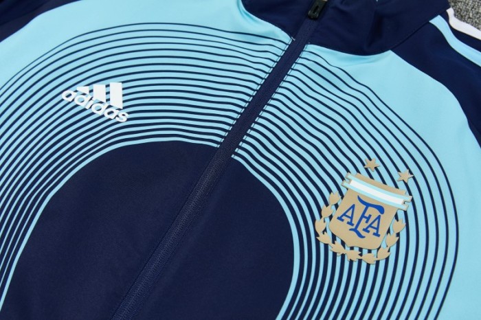 2026 Argentina Navy & Sky Blue Full Zipper Jacket Tracksuit + Long Pants