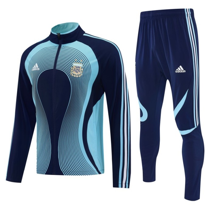 2026 Argentina Navy & Sky Blue Full Zipper Jacket Tracksuit + Long Pants