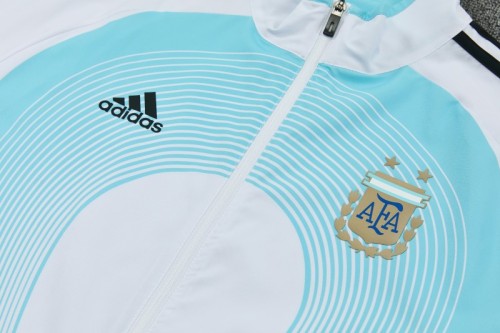 2026 Argentina White & Sky Blue Full Zipper Jacket Tracksuit + Long Pants