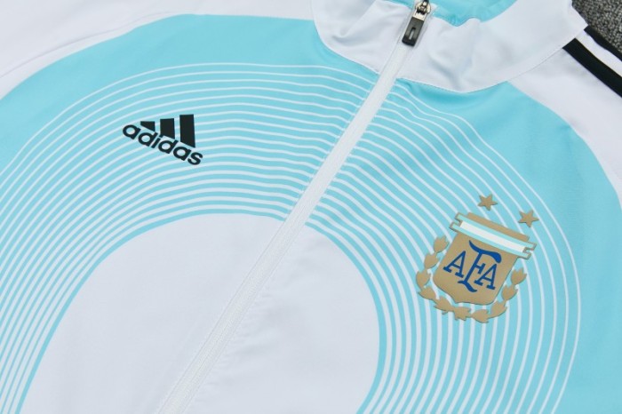 2026 Argentina White & Sky Blue Full Zipper Jacket Tracksuit + Long Pants