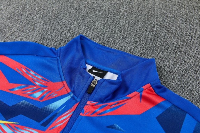 26/27 FC Barcelona Blue with Red  Full Zipper Jacket Tracksuit + Long Pants