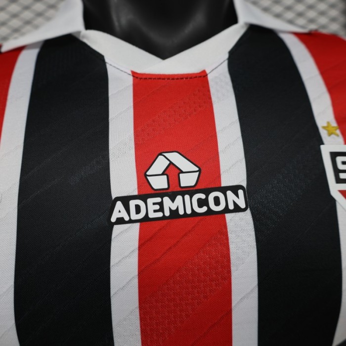 Player Version 26/27 São Paulo FC Away Red & Black Stripe  With White Collar Jersey