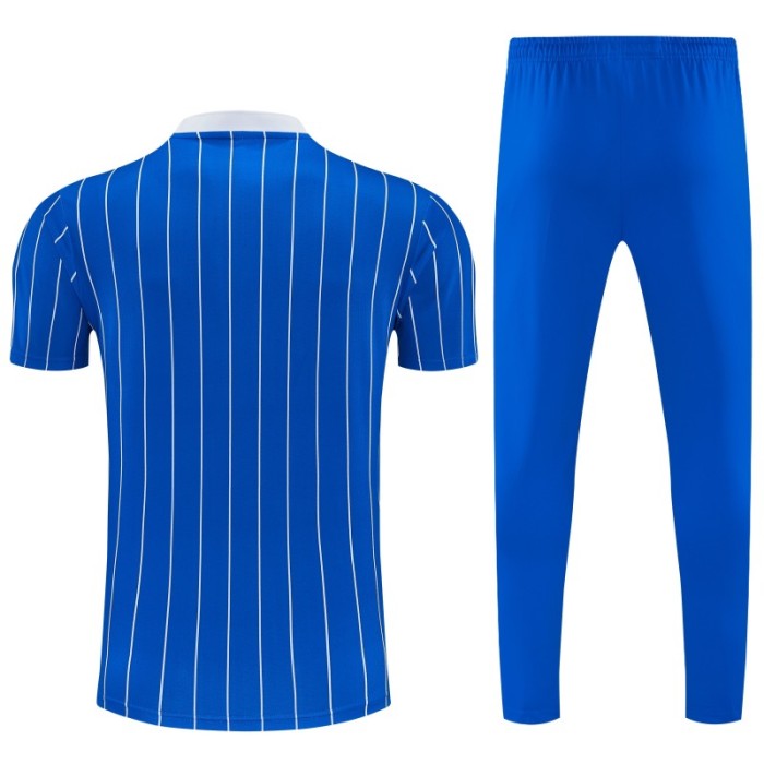 26/27 Real Madrid Blue Short Sleeve Tracksuit + Long Pants