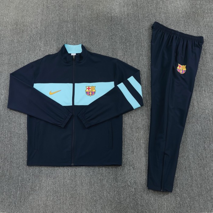 2026 Barcelona Navy Blue  Full Zipper Jacket Tracksuit + Long Pants