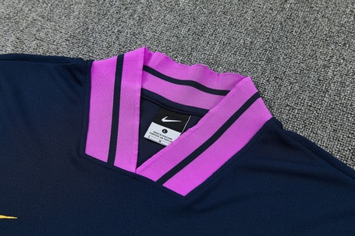 26/27 FC Barcelona Navy Blue with Purple  Short Sleeve Tracksuit + Long Pants