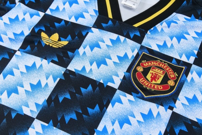 26/27 Manchester United Blue & Black Checkerboard Short Sleeve Tracksuit + Long Pants
