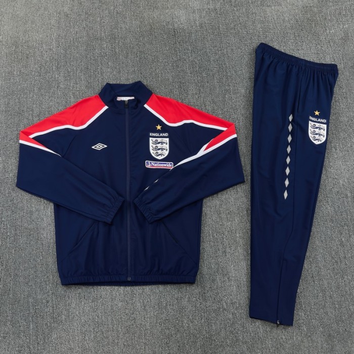 2026 England Navy Blue  Full Zipper Jacket Tracksuit + Long Pants
