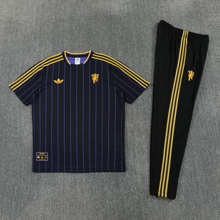 26/27 Manchester United Black Short Sleeve Tracksuit + Long Pants