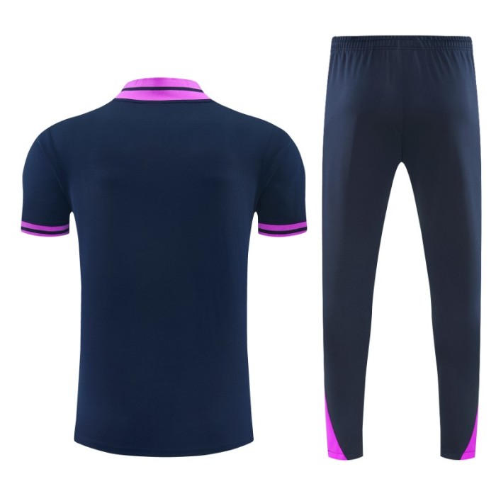 26/27 FC Barcelona Navy Blue with Purple  Short Sleeve Tracksuit + Long Pants