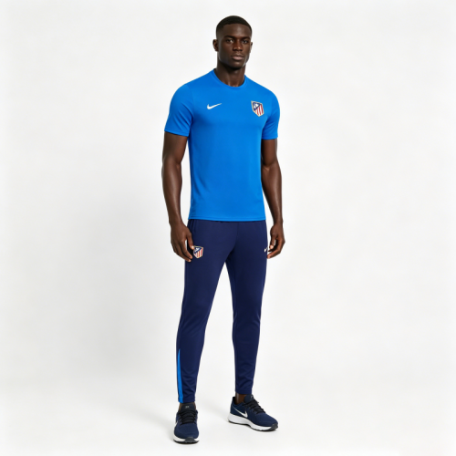 26/27 Atlético de Madrid Blue Short Sleeve Tracksuit + Navy Blue Long Pants