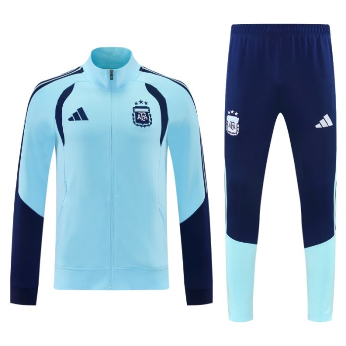 2026 Argentina Sky Blue & Navy Blue Full Zipper Jacket Tracksuit + Long Pants (Home)