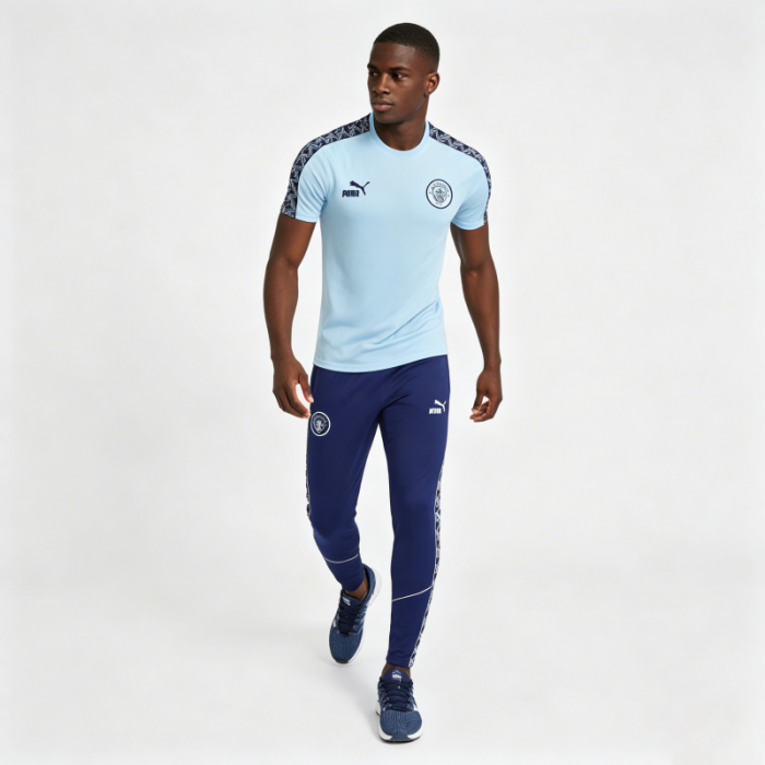 26/27 Manchester City Sky Blue Short Sleeve Tracksuit  + Long Pants (Puma King / Home)