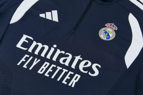 26/27 Real Madrid  Navy Blue  Half Zipper Jacket Tracksuit + Long Pants