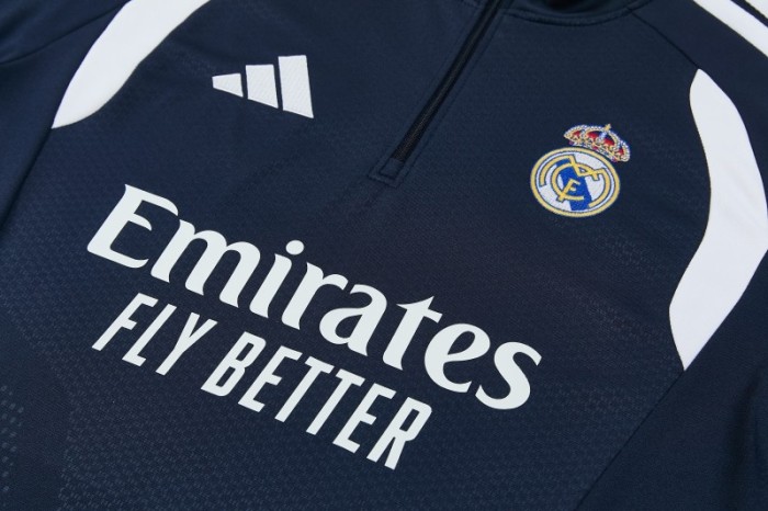 26/27 Real Madrid  Navy Blue  Half Zipper Jacket Tracksuit + Long Pants