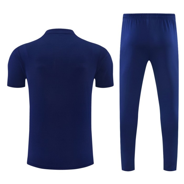 26/27 Olympique de Marseille Navy Blue Short Sleeve Tracksuit + Long Pants