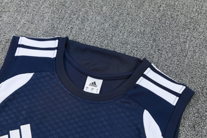 26/27 Real Madrid Navy Blue & White Sleeveless Vest Tracksuit + Short Pants