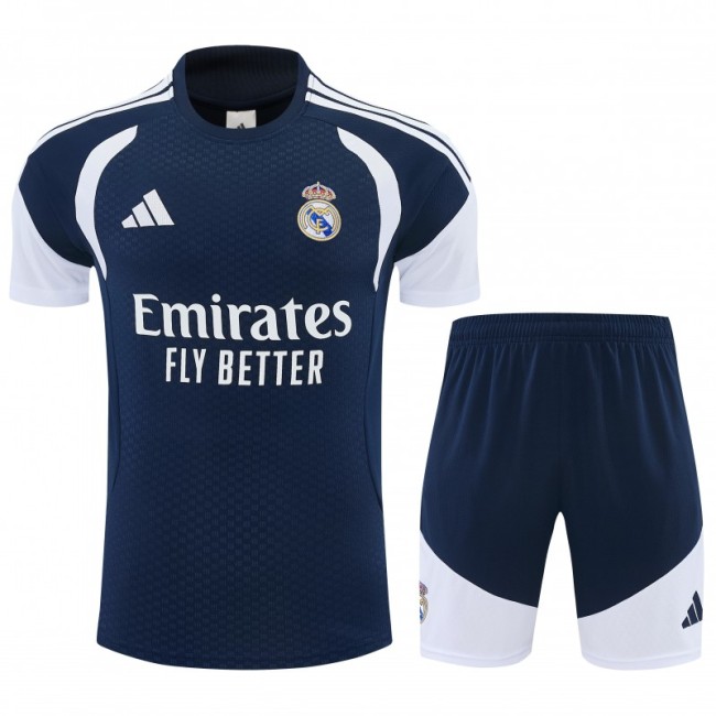26/27 Real Madrid Navy Blue & White Short Sleeve+Soccer Shorts