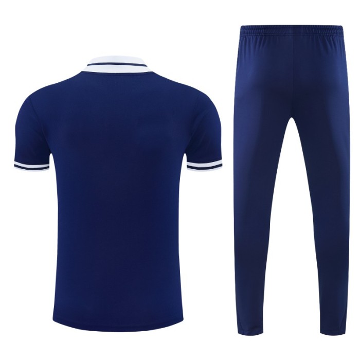 26/27 Paris Saint-Germain Navy Blue with  PARIS  Eiffel Tower Short Sleeve Tracksuit + Long Pants