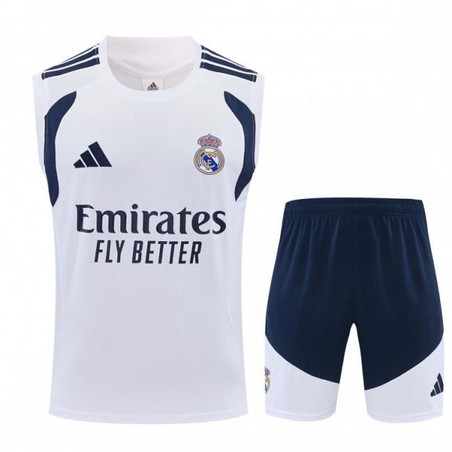 26/27 Real Madrid White Sleeveless Vest Tracksuit + Short Pants