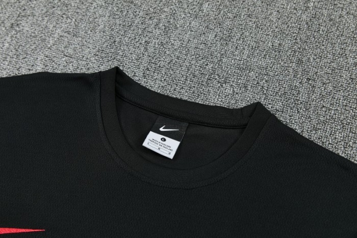 26/27 Paris Saint-Germain Black  Short Sleeve Tracksuit + Long Pants
