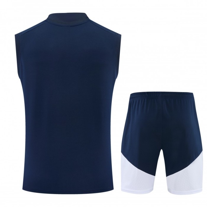 26/27 Real Madrid Navy Blue & White Sleeveless Vest Tracksuit + Short Pants