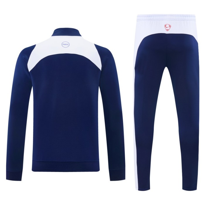26/27 Paris Saint-Germain Navy Blue & White Full Zipper Jacket Tracksuit + Long Pants (Home)