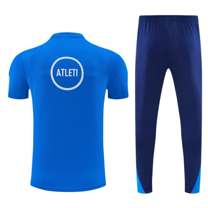 26/27 Atlético de Madrid Blue Short Sleeve Tracksuit + Navy Blue Long Pants