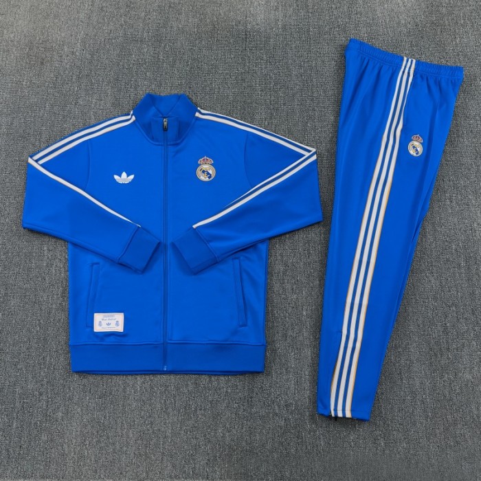 26/27 Real Madrid Blue Full Zipper Jacket Tracksuit + Long Pants