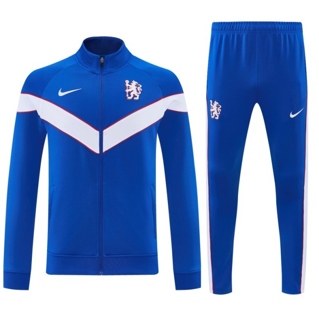 26/27 Chelsea Blue&White Full Zipper Jacket Tracksuit + Long Pants