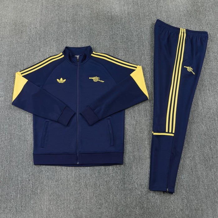 26/27 Arsenal Navy Blue & Yellow Full Zipper Jacket Tracksuit + Long Pants