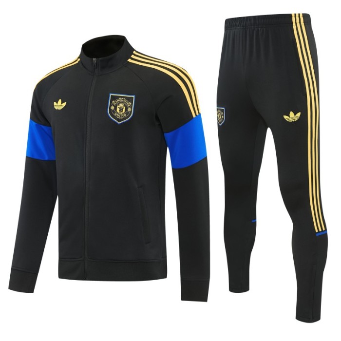 26/27 Manchester United Black & Blue Full Zipper Jacket Tracksuit + Long Pants