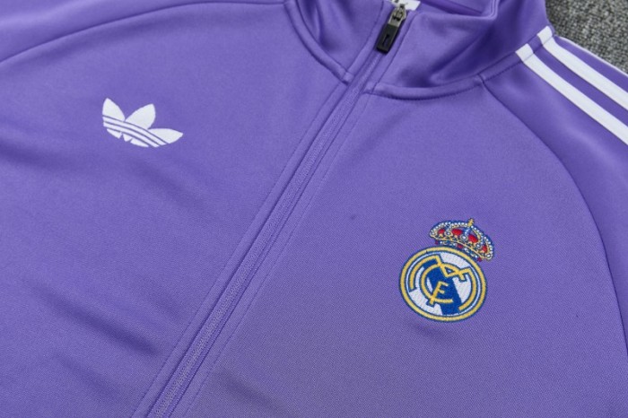 26/27 Real Madrid  Purple Full Zipper Jacket Tracksuit + Long Pants