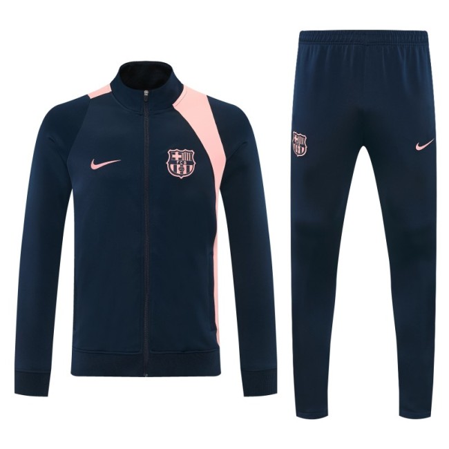 26/27 Barcelona Navy Blue & Pink Full Zipper Jacket Tracksuit + Long Pants