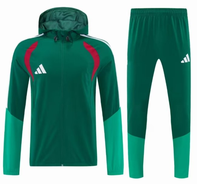 26/27 Adidas Navy Green &Light Green Full Zipper Hooded Windbreaker Jacket Tracksuit + Long Pants