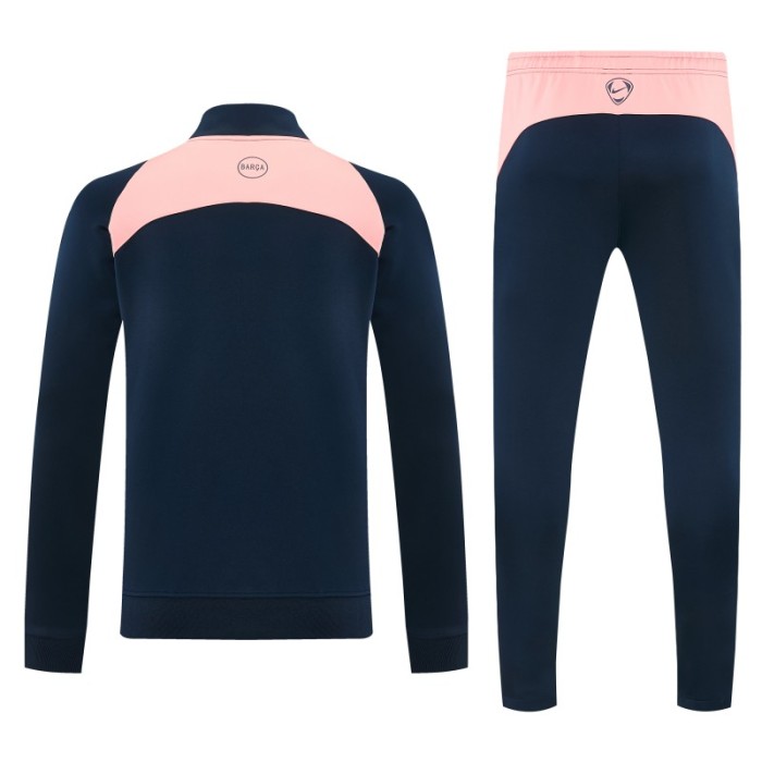 26/27 Barcelona Navy Blue & Pink  Full Zipper Jacket Tracksuit + Long Pants