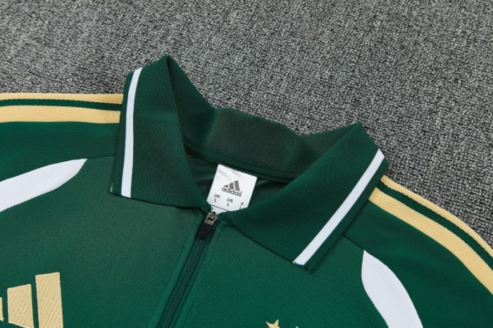 2026 Italy Green & White Half-Zip Polo Short Sleeve Tracksuit + Long Pants