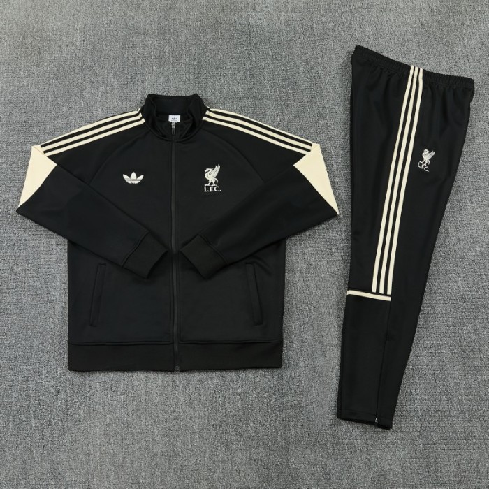 26/27 Liverpool Black & Cream Full Zipper Jacket Tracksuit + Long Pants