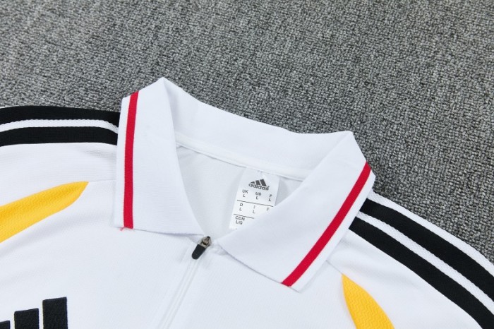 2026 German White & Black Half-Zip Polo Short Sleeve Tracksuit + Long Pants