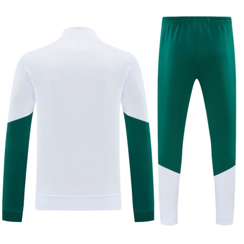 26/27 Italy White & Green Full Zipper Jacket Tracksuit + Long Pants