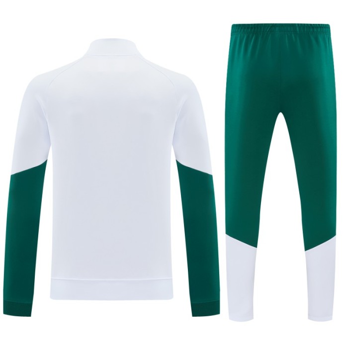 26/27 Italy White & Green Full Zipper Jacket Tracksuit + Long Pants