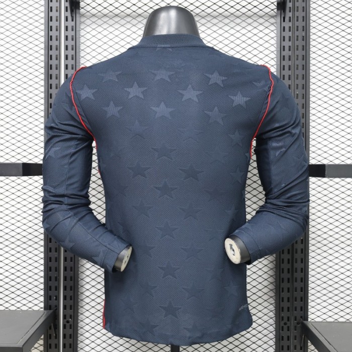 Player Version 2026 USA Navy Blue with Tonal Star  Long Sleeve Away Jersey
