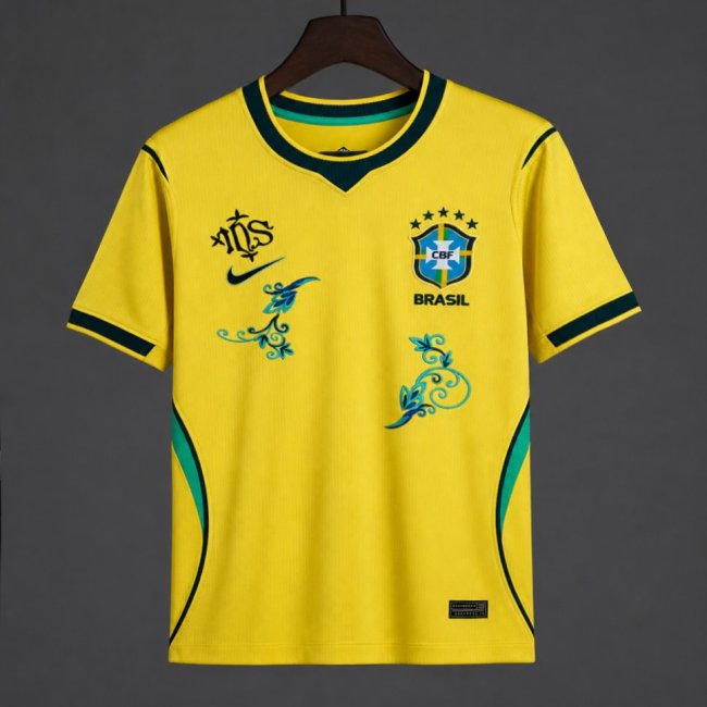 2026 Brazil 2026 Home Yellow/Blue Floral Edition Jersey