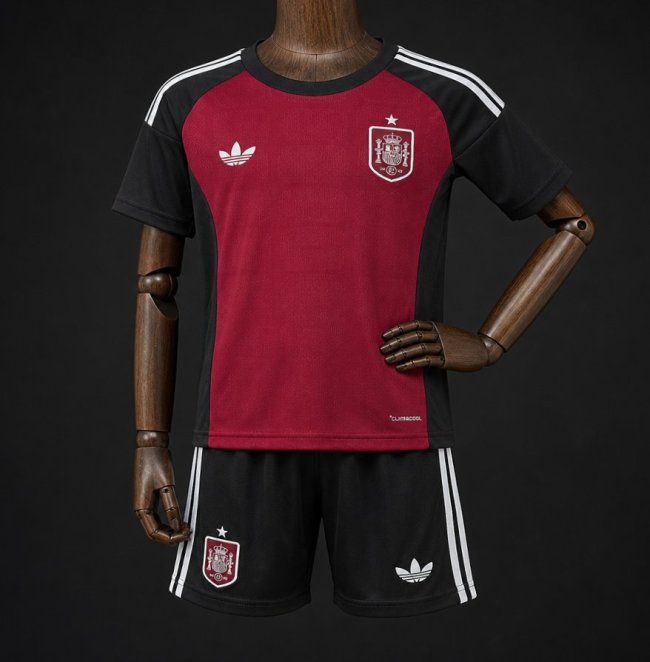 2026 Kids Spain Wine/Black Goalkeeper Jersey