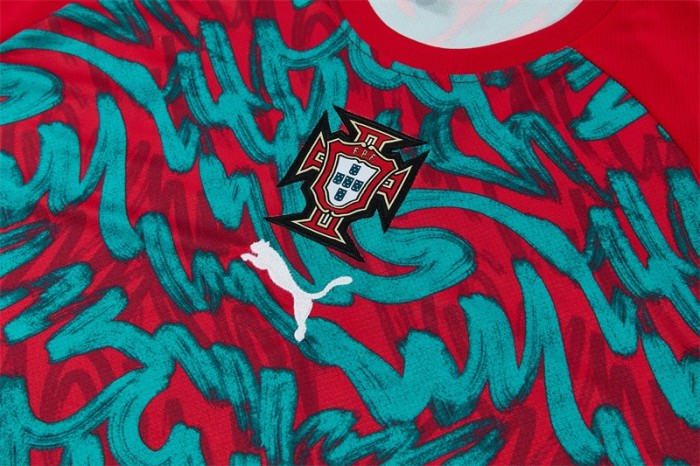 26/27 Portugal Third Red/Green Short Sleeve + Soccer Shorts