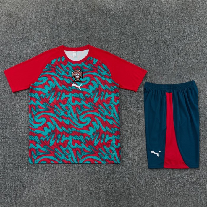 26/27 Portugal Third Red/Green Short Sleeve + Soccer Shorts