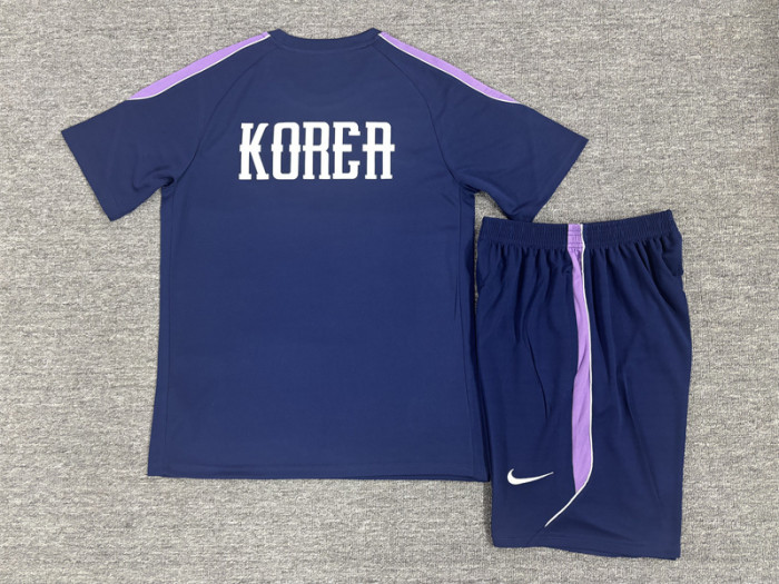 26/27 Kids Korea Away Navy Blue Short Sleeve + Soccer Shorts
