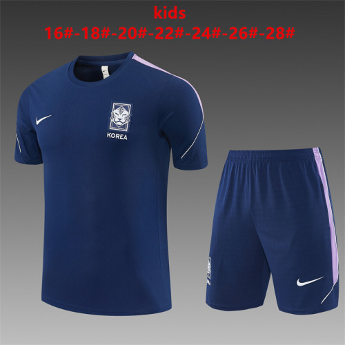26/27 Kids Korea Away Navy Blue Short Sleeve + Soccer Shorts